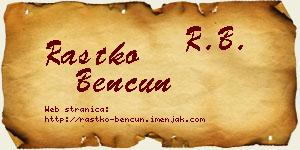 Rastko Bencun vizit kartica